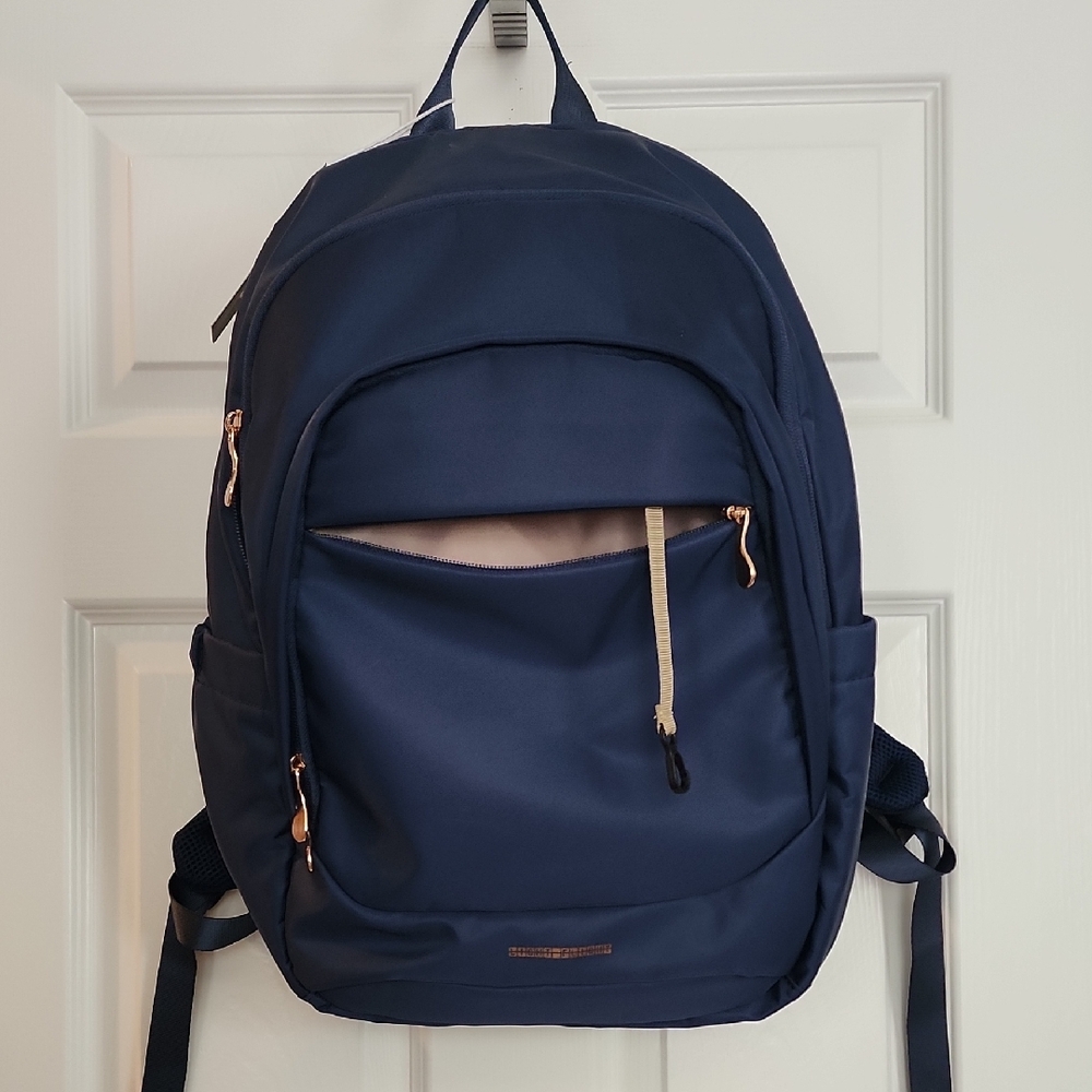 Navy Blue Laptop Travel Backpack RFID safe